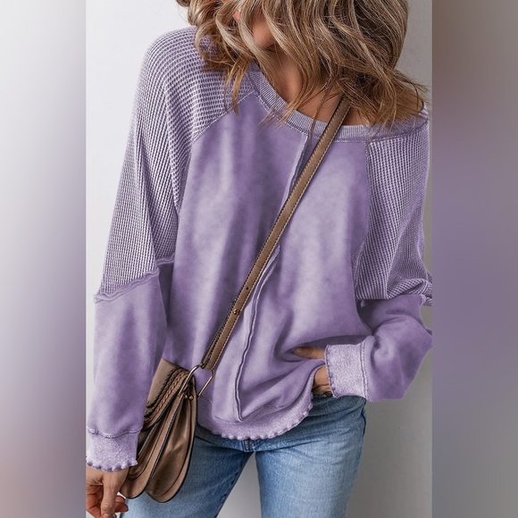 Exposed Seam Long Sleeve Sweatshirt - Picture 14 of 14